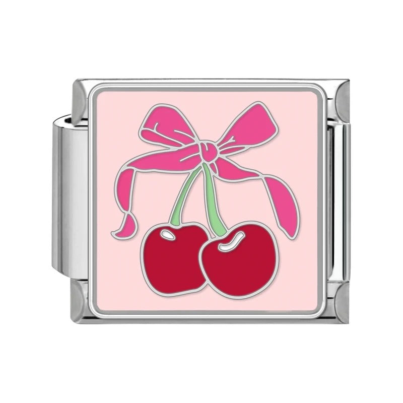 Rosé Ribbon Cherry Charm