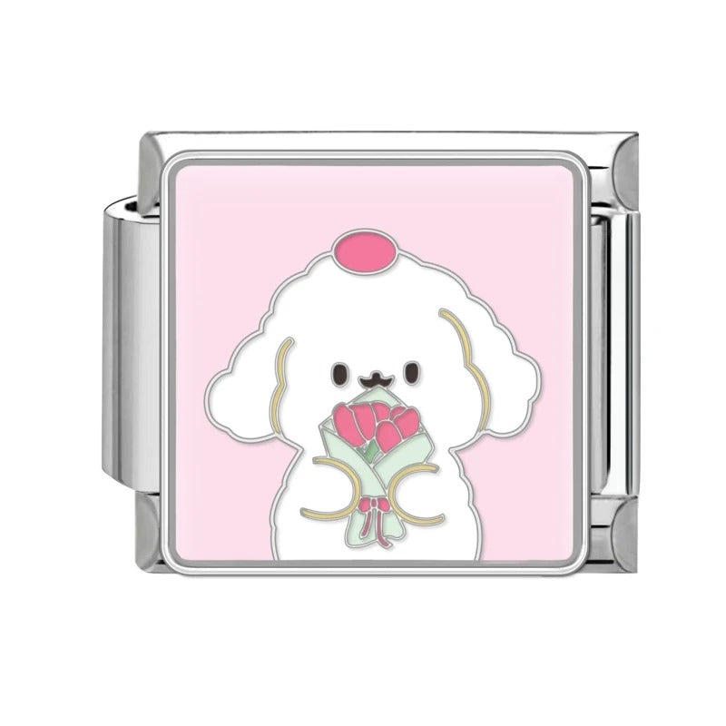 White Puppy Blossom Charm